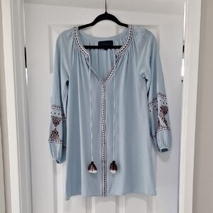 Blue Rain Light Blue Embroidered Tunic